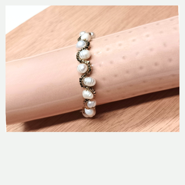 Tutoriel bracelet perles tissées nacrées et dorées