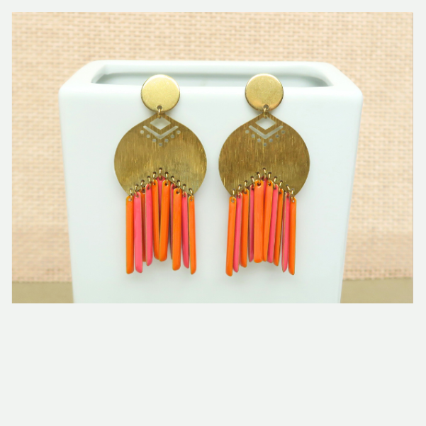DIY Boucles d'oreilles sequins orange et rose