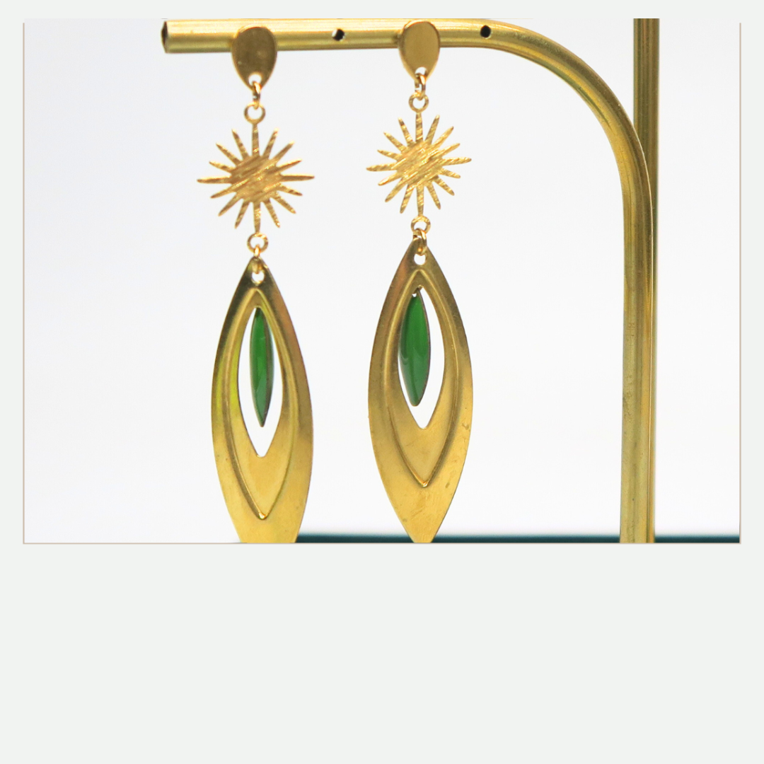DIY Boucles d'oreilles navettes vertes