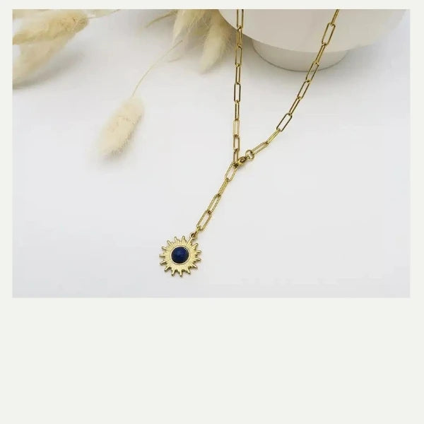 DIY collier acier doré et Lapis Lazuli
