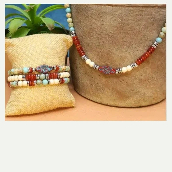 DIY collier perle arabesque rouge