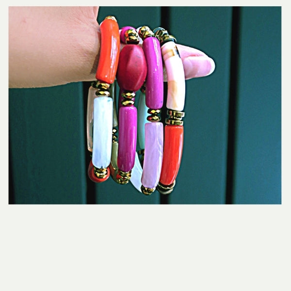 DIY bracelet perles tubes roses