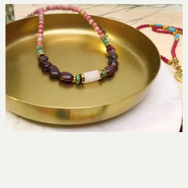 DIY collier galets grenat