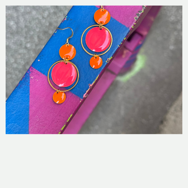 DIY Boucles d'oreilles pop orange et rose
