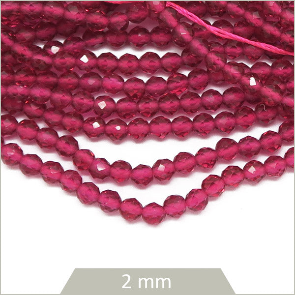 env. 182 perles de verre facettes fuchsia transparente 2mm