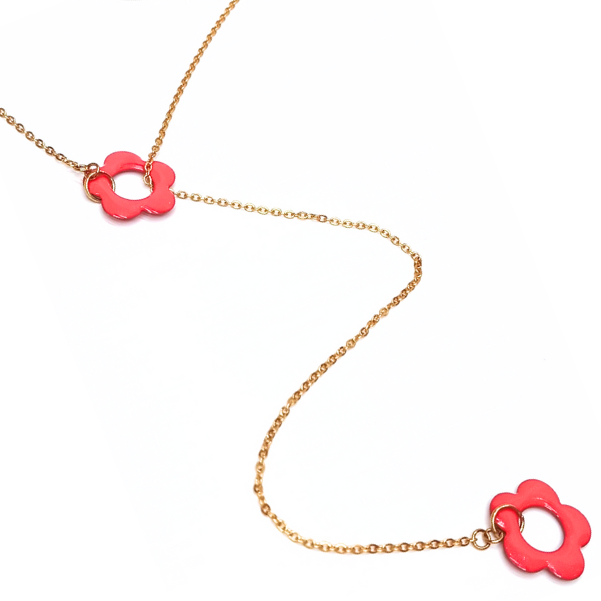 4 sequins fleurs effet émaillé fuchsia