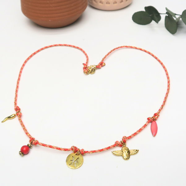 5m de cordon tressé rouge et or