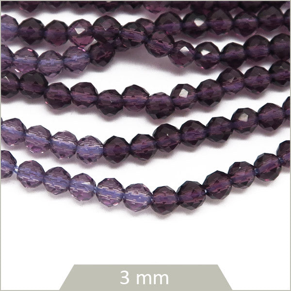 env. 126 perles de verre facettes violet bicolore 3 mm