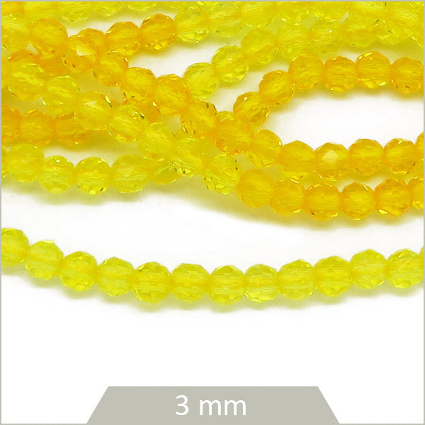 env. 111 perles de verre facettes jaune bicolore 3 mm