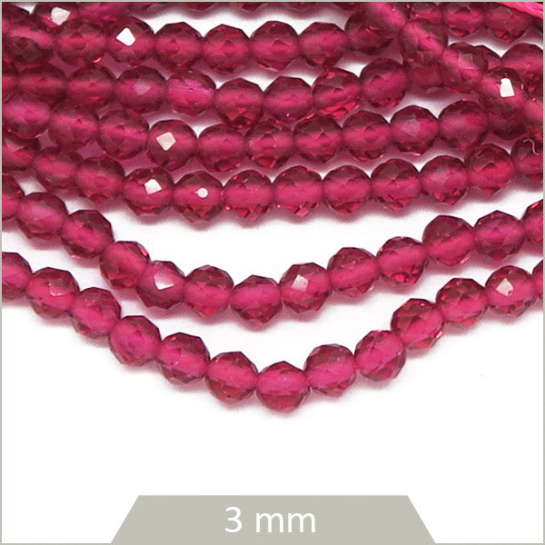 env. 130 perles de verre facettes fuchsia transparente 3mm