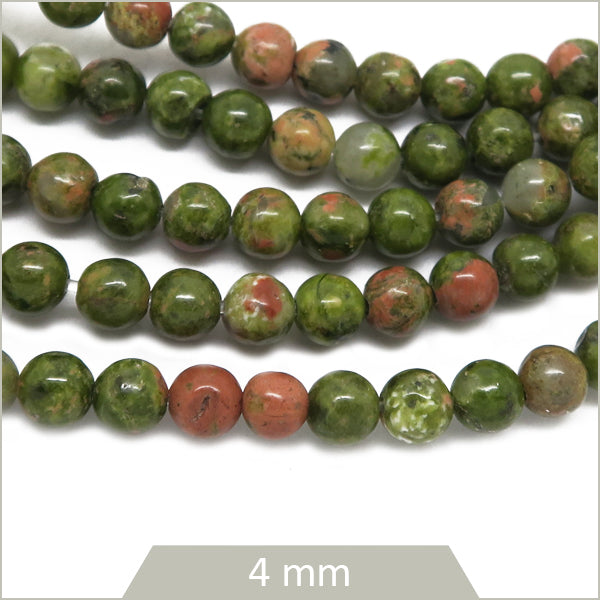 Env. 85 perles rondes Unakite, 4 mm