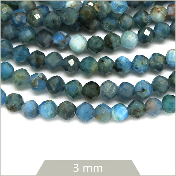 Env. 110 perles à facettes en Apatite, 3 mm
