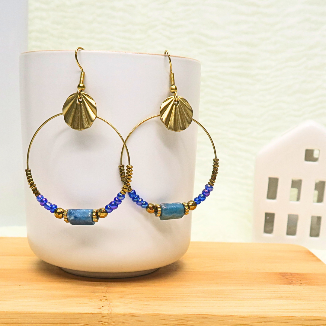 6 créoles 40 mm en acier doré