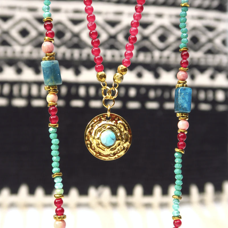 14 perles colonne en apatite, 10x6 mm