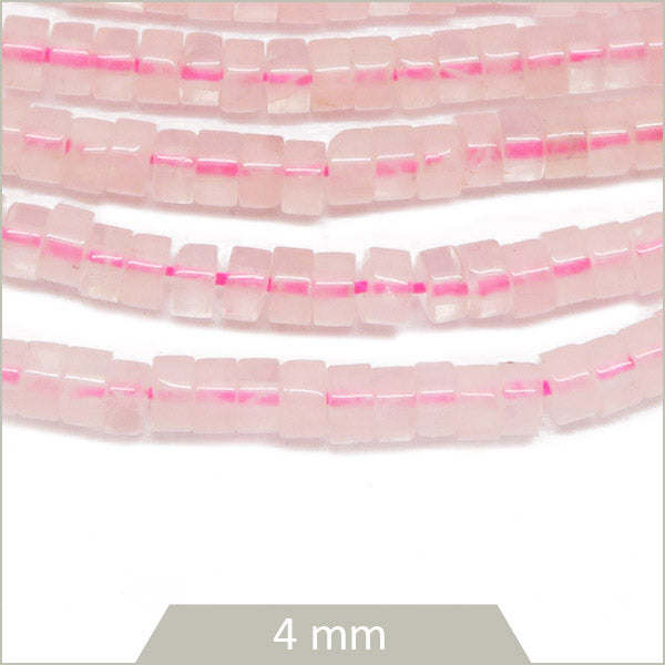 Env. 155 perles heishi en Quartz rose, 4mm
