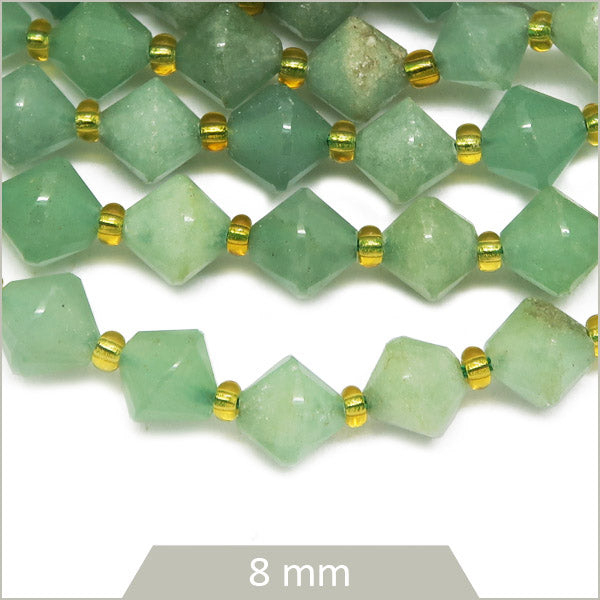 Env. 35 perles toupies en Aventurine, 8 mm