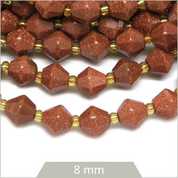 Env. 35 perles toupies en Pierre de sable doré, 8 mm