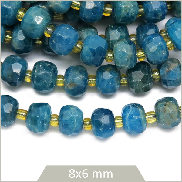 Env. 40 perles donuts à facettes en Apatite, 8x6 mm