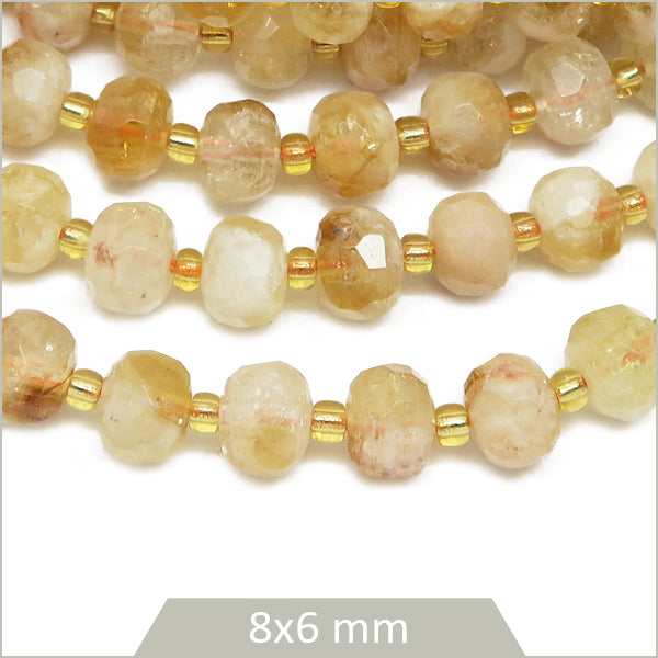 Env. 40 perles donuts à facettes en Citrine, 8x6 mm