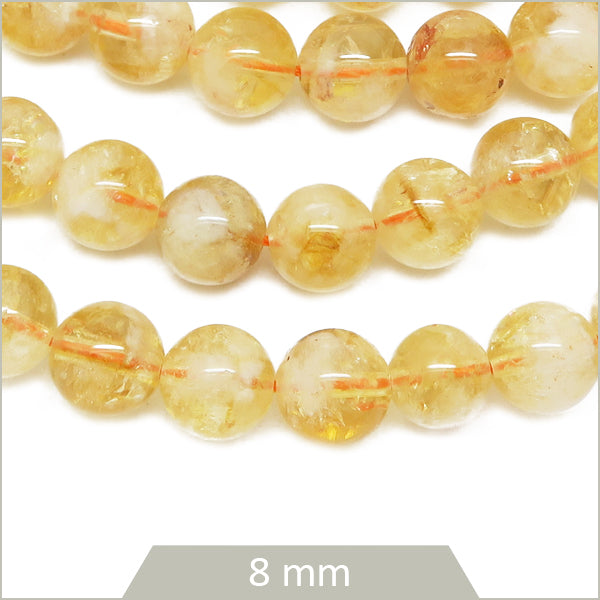 Env 45 perles rondes Citrine, 8 mm