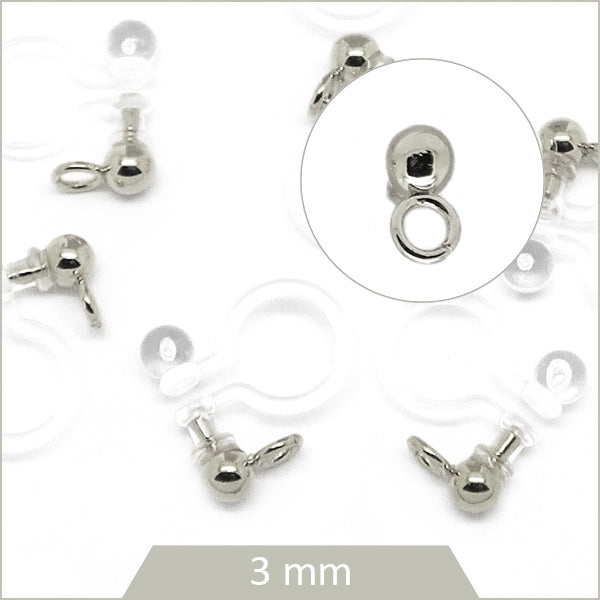 8 clips de boucles d'oreilles transparents, bille en acier inoxydable 3 mm