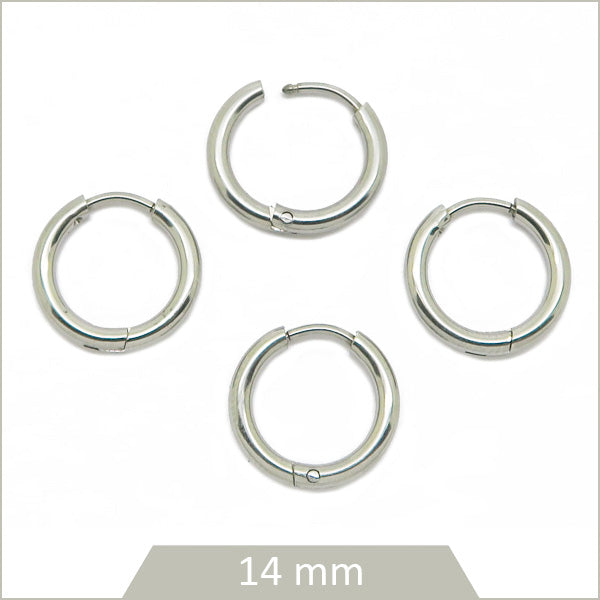 4 créoles rondes en acier inoxydable 316L