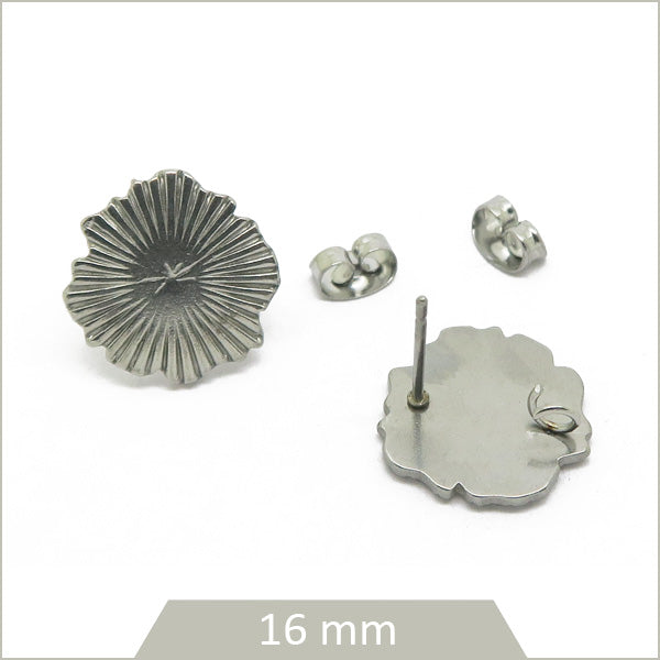 clou boucles d'oreilles nénuphars acier