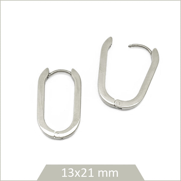 2 créoles ovales en acier 21 mm