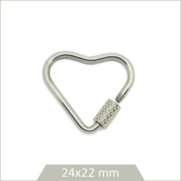 1 mousqueton à vis en forme de coeur en acier