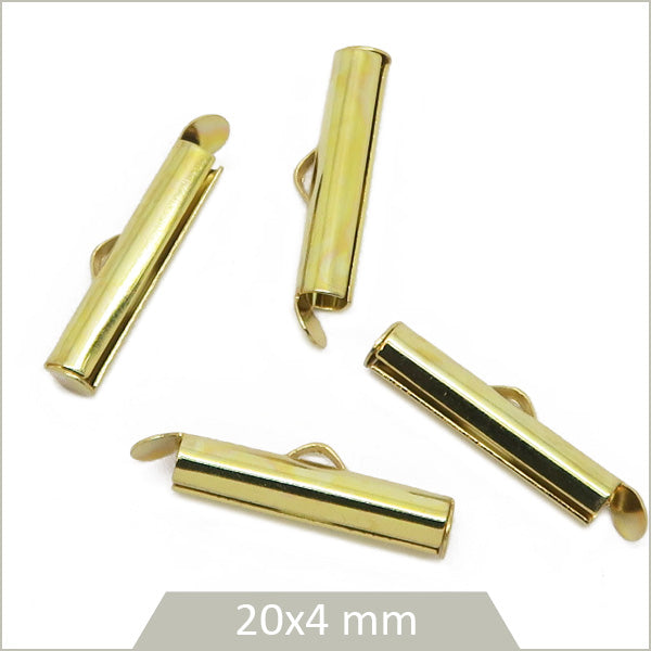 4 embouts tubes acier inoxydable 304 doré 18k, 20 mm
