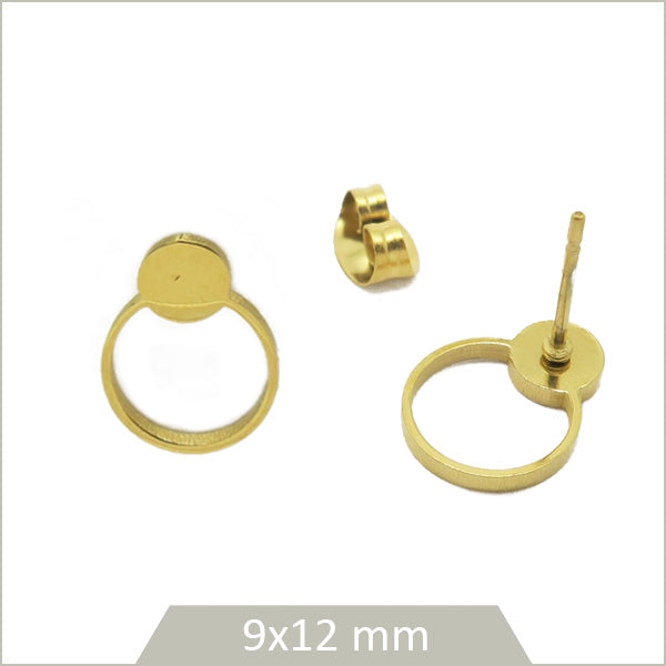 4 clous de boucle d'oreilles bulle en acier doré