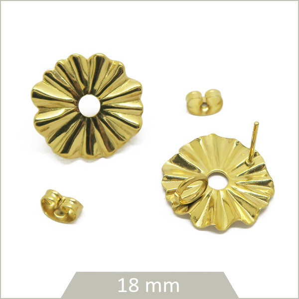 clou boucles oreilles fleur acier doré