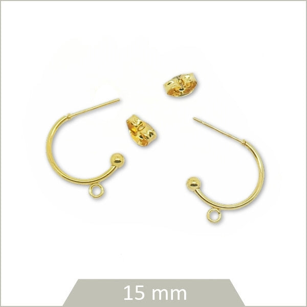 4 créoles ouvertes en acier doré, 20 mm