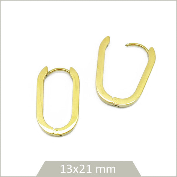 2 créoles ovales en acier doré 21 mm