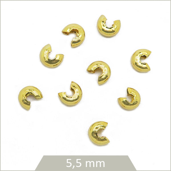 Env. 20 perles cache nœud en acier inoxydable doré 5,5 mm