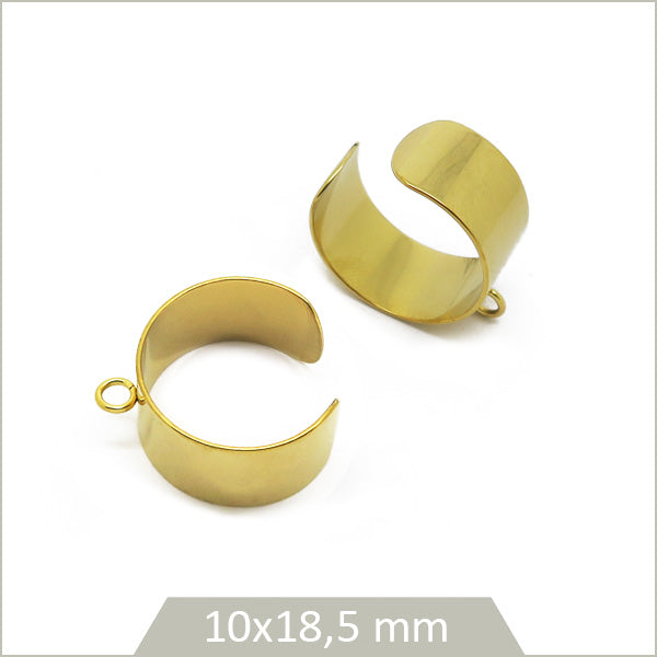 2 bagues ouvertes ajustables en acier inoxydable doré