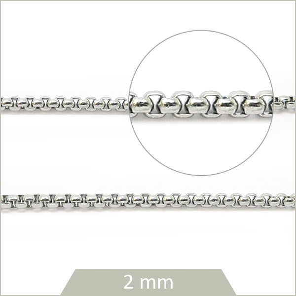 1 m de chaîne rolo en acier argent, chaîne maillons ronds