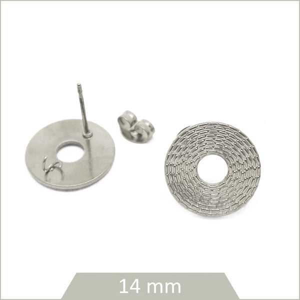 2 clous de boucles d'oreille texturés en acier inoxydable 304