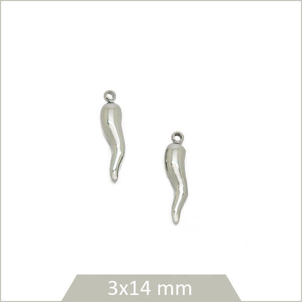 2 breloques corne d'abondance italienne en acier