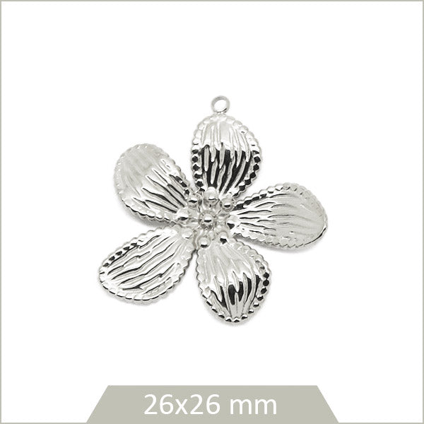 1 breloque fleur en acier