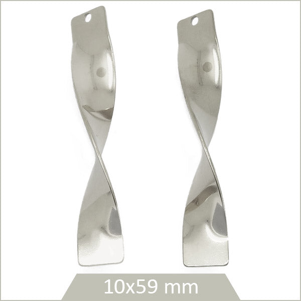 2 grandes breloques torsadées en acier inoxydable