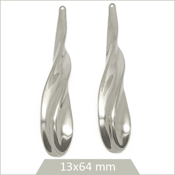 2 grandes breloques spirales en acier inoxydable