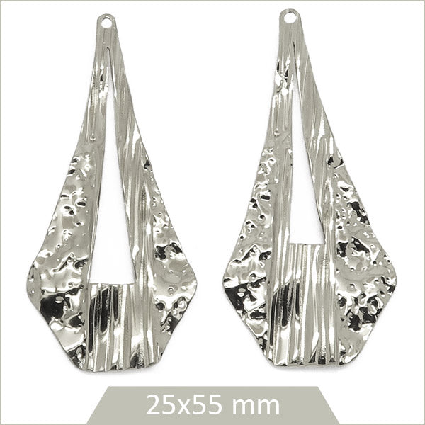 2 grandes breloques goutte style Art déco en acier inoxydable