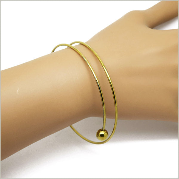 1 bracelet jonc torque spirale en acier doré, largeur 1,5 mm