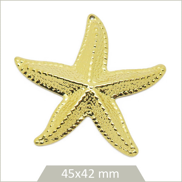 2 grandes breloques étoiles de mer en acier doré