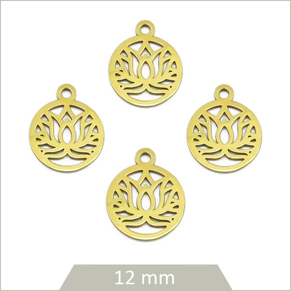 fournisseur breloque lotus acier doré