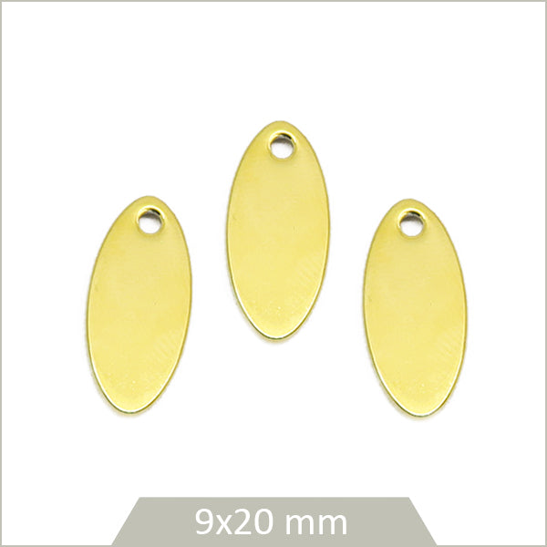 4 breloques ovales en acier inox doré