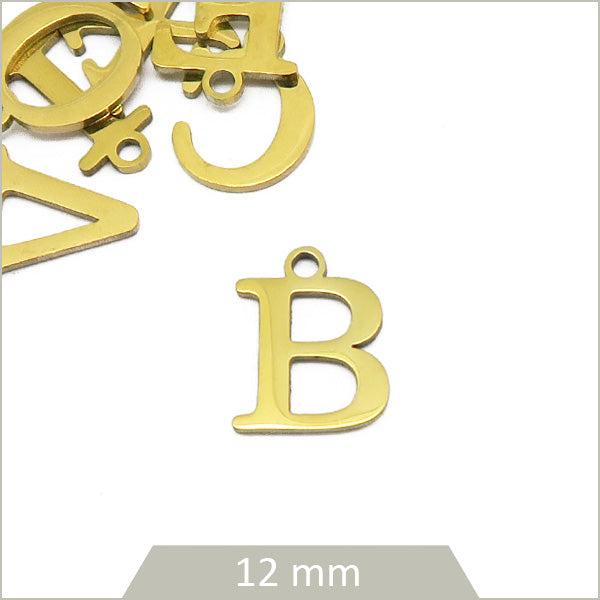 pendentif alphabet lettre B acier doré