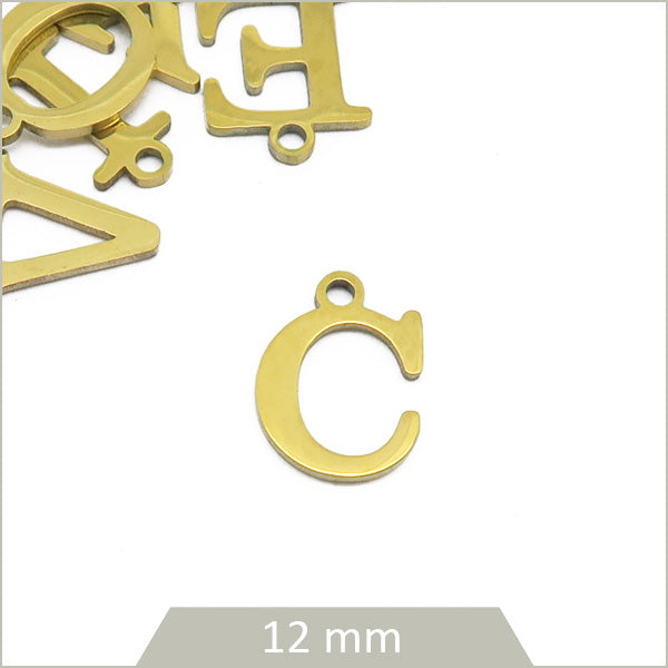 pendentif alphabet C acier doré