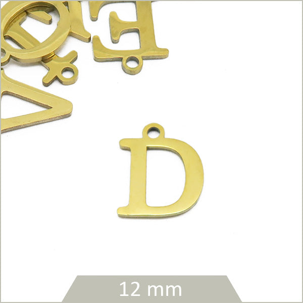 breloque lettre D acier doré
